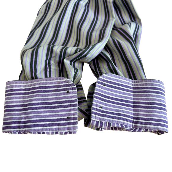 Robert Graham Men's L Gray Black Purple Striped Contrast Cuff Button Down Shirt‎ - Picture 11 of 11